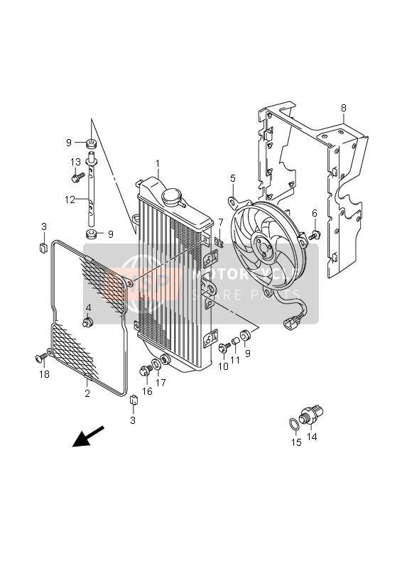 Suzuki AN650A BURGMAN EXECUTIVE 2010 Radiator for a 2010 Suzuki AN650A BURGMAN EXECUTIVE